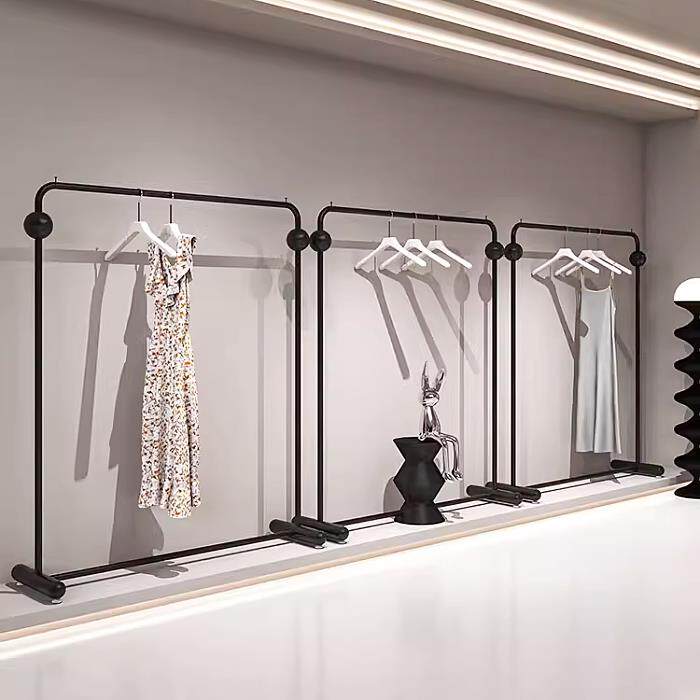服装店展示架铁艺黑色落地式专用挂衣架组合女装店中岛货架陈列架
