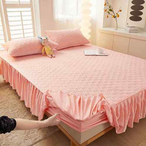 V45O纯垫棉床裙单件2F77JT9SM0思25新款夹棉床梦笠加厚床罩席床保