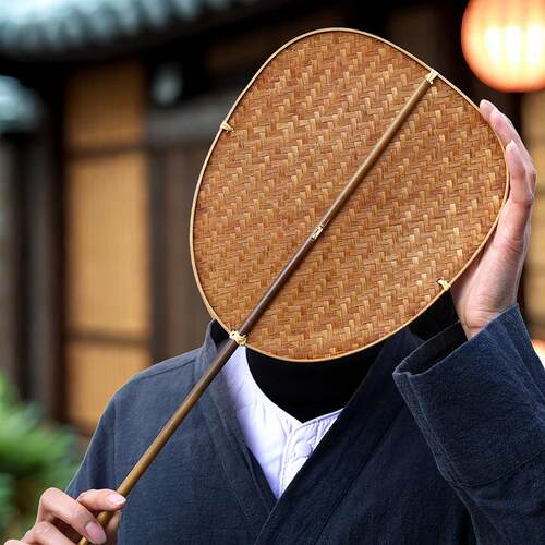 竹编织团扇老式双面汉服掌扇手工国风中式扇子纳凉夏季蒲扇古风