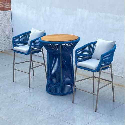 厅户外吧椅创意藤高脚凳椅民宿庭院酒吧会所高餐吧台藤编靠绳背椅