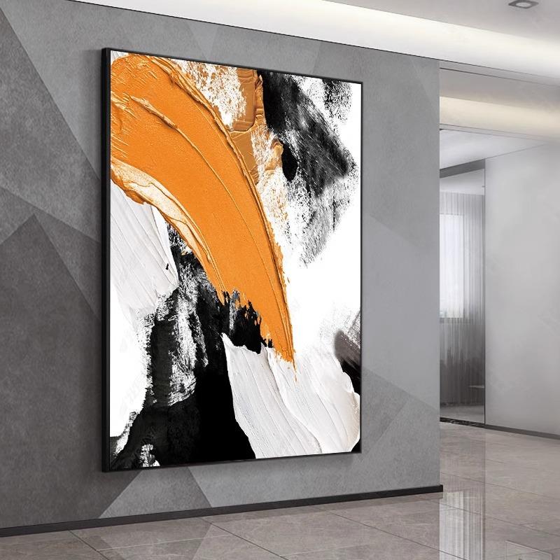 抽象艺术大芬村油画轻奢沙发背景落地挂画入户玄关高级客厅装饰画