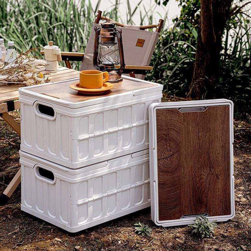 手车提收纳储物箱日式可折叠收825纳手提箱带盖收纳式野载餐篮