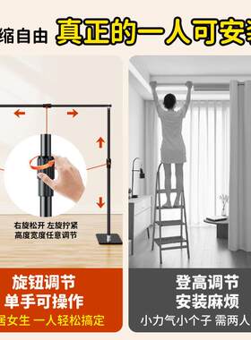 帘一房变两NVD房卧室挡床屏风挂遮帘挡布子房间床隔断拉帘免打孔