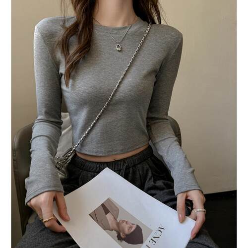 Women'S Dry Fit Crop Top - Long Sleeve Crew Neck Stretch