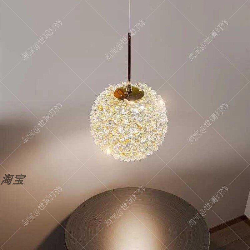 卧室床头吊线灯2026新款法式轻奢级感水晶小吊灯创意艺术装饰灯图片