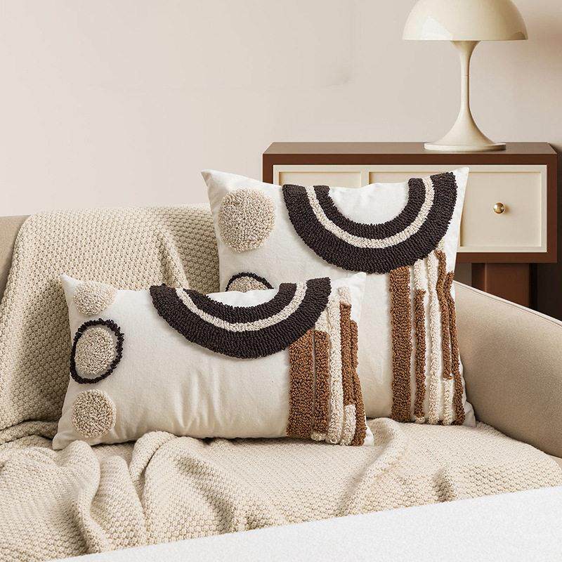 斯堪的纳维亚几何图案枕头与核心棉帆布沙发床垫客厅沙发枕套