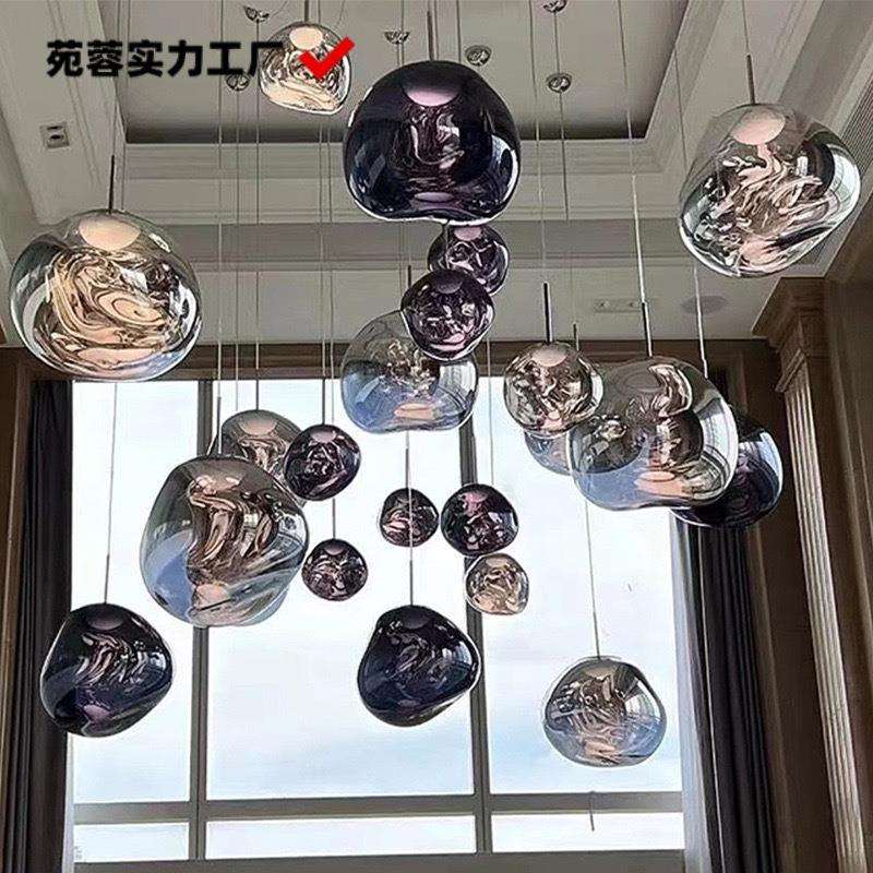 设计师熔岩吊灯大别墅loft复式挑空间长网红客厅吧台简约餐厅楼梯