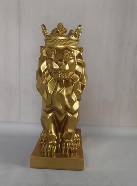 高档北欧招财皇冠狮饰子柜工艺品件玄关客厅电视酒柜样板房摆设装