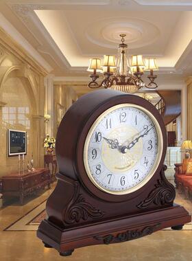 实木台钟 欧式钟表时钟复古仿古典木制坐钟客厅T1126钟表座鐘