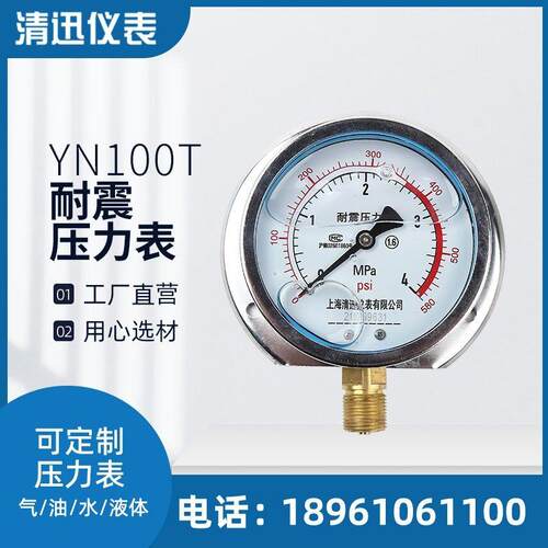 YN100T径向带边固定20*1.5螺纹船用罐车防震抗震压力表