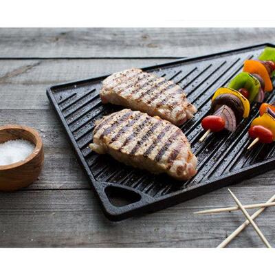 Reversible Cast Iron Grill Griddle Double Burner Griddle Pan