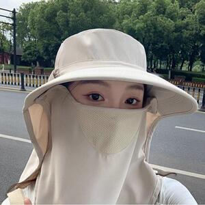 全方位防晒帽透气遮脸面罩护颈一体太阳帽户外遮阳帽女夏