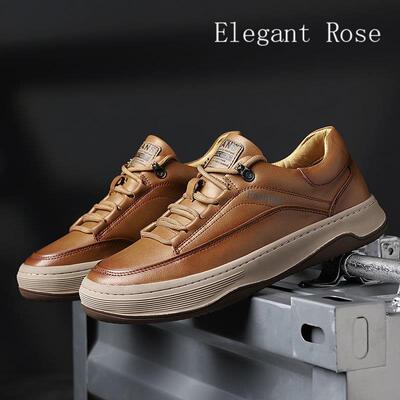 ELEGANT ROSE 男鞋秋季真皮运动休闲鞋欧洲站板鞋歪头舒适百搭鞋
