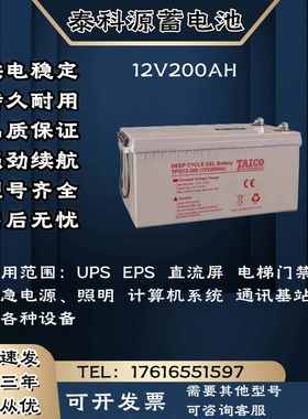 TAICO泰科源蓄电池FM/TP 12V200AH 直流屏 消防通讯 UPS电源主机