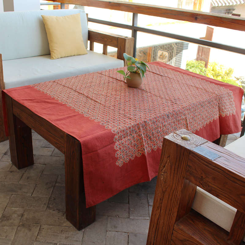 TD61民族风双色套染桌布扎染棉布工艺装饰特色茶几布礼品台布盖布