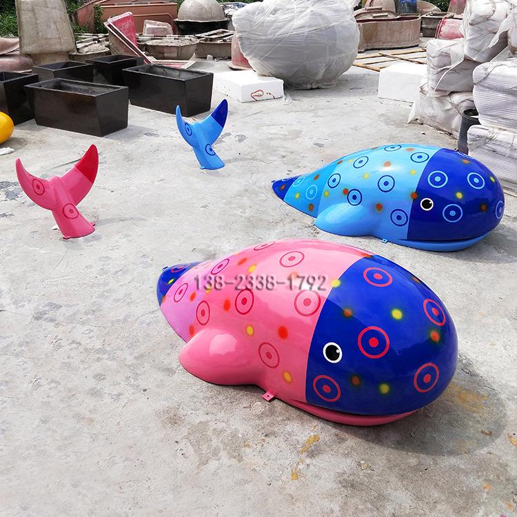 玻璃钢鲸鱼雕塑海上乐园美陈玻璃纤维海洋动物鲨鱼海豚造型摆件