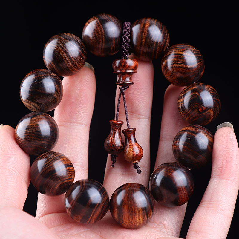 精选正宗海南黄花梨佛珠2.0cm紫油梨文玩手串源头好货