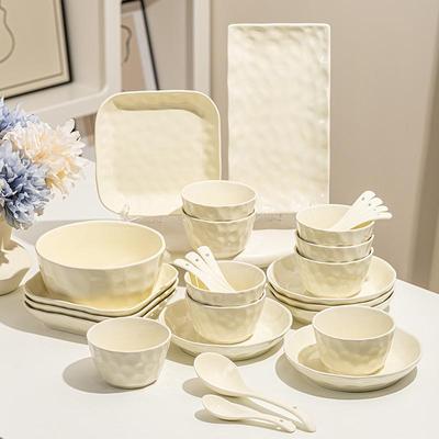 简约ins陶瓷餐具套装家用碗碟高颜值乔迁碗具轻奢碗筷组合奶油风