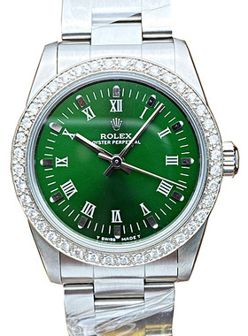 绿盘[9.8新]劳力士蚝式恒动后镶钻31mm自动机械女表77080