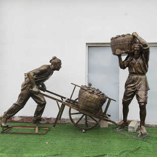 玻璃钢仿铜人物雕塑农民农耕文化铸铜摆件商业街名人小品雕塑摆件