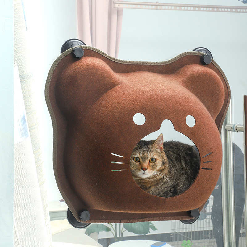 月亮船吸盘猫窝吊床悬挂玻璃吸盘毛毡猫窝空中别墅猫咪宠物窝