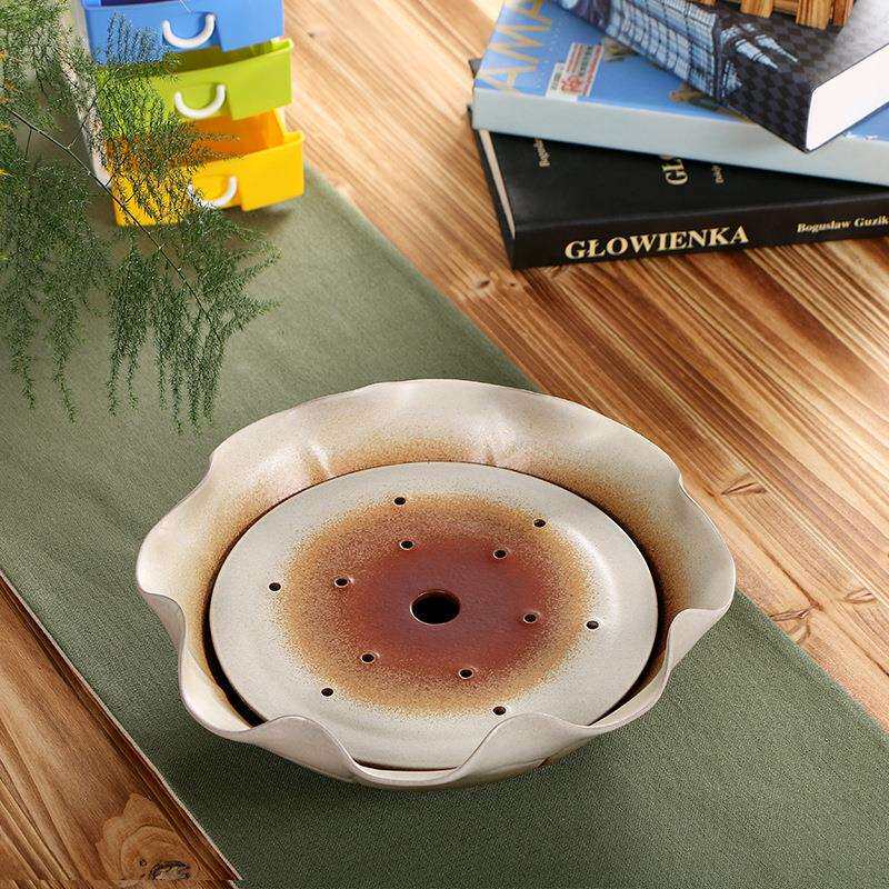 蕴章红家用陶瓷复古窑变果盘干泡茶盘酒店果盘 家用果盘渐变茶具