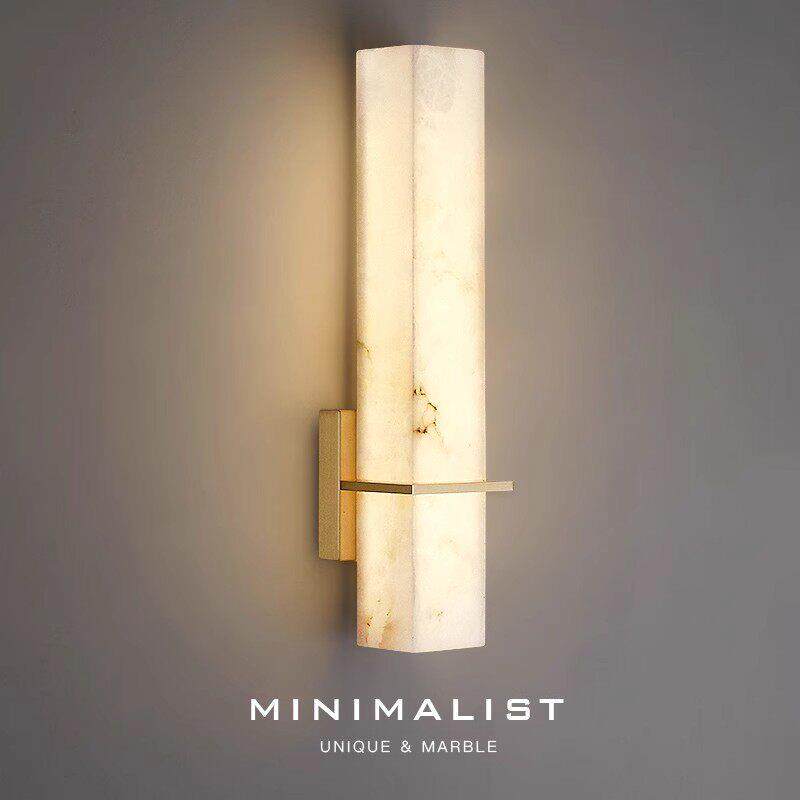 西班牙天然云石壁灯现代简约客厅背景墙灯卧室床头轻奢全铜壁灯