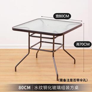 户外庭代院A897济型圆形简约方桌圆黑色钢化玻璃大桌现商用时尚 餐