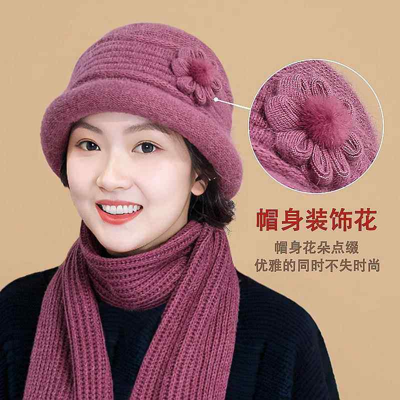 冬季帽子女款2025新款保暖加厚针织毛线帽冬天中老年老人帽妈妈帽