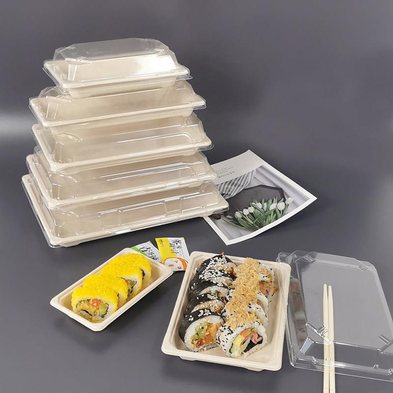 寿司盒子商用一次性环保可降解纸浆日式饭盒轻食便当外卖打包盒