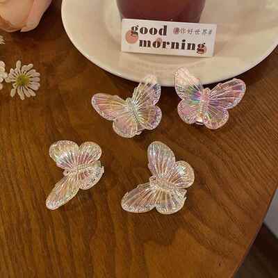 colorful butterfly hair clip with bangs and duckbill clip on