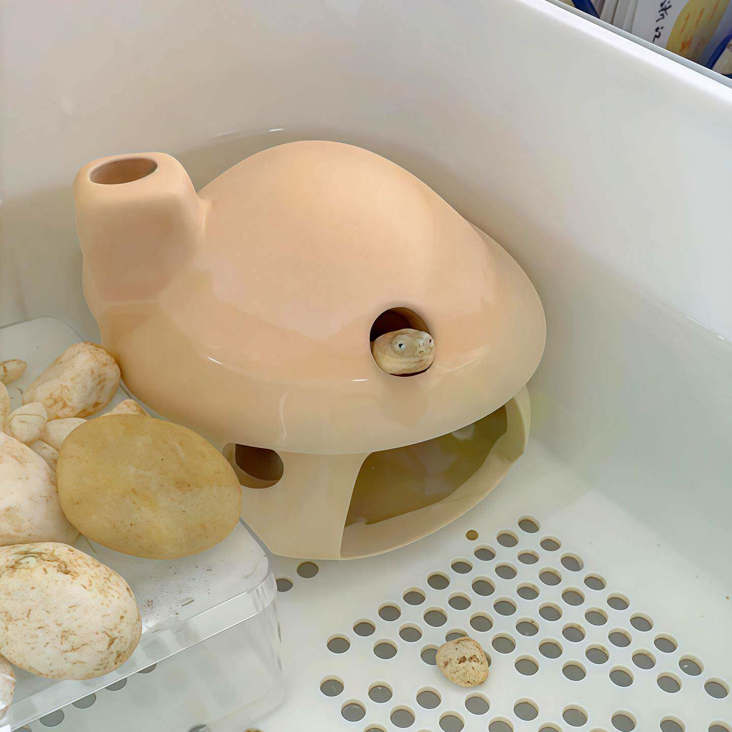 乌龟躲避屋蘑菇造型陶瓷摆件龟缸造景高颜值装饰品爬宠睡觉窝洞穴