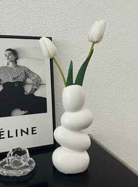 创意陶瓷花瓶ins郁金香彷真花假花家居摆饰客厅餐桌插花玄关装饰