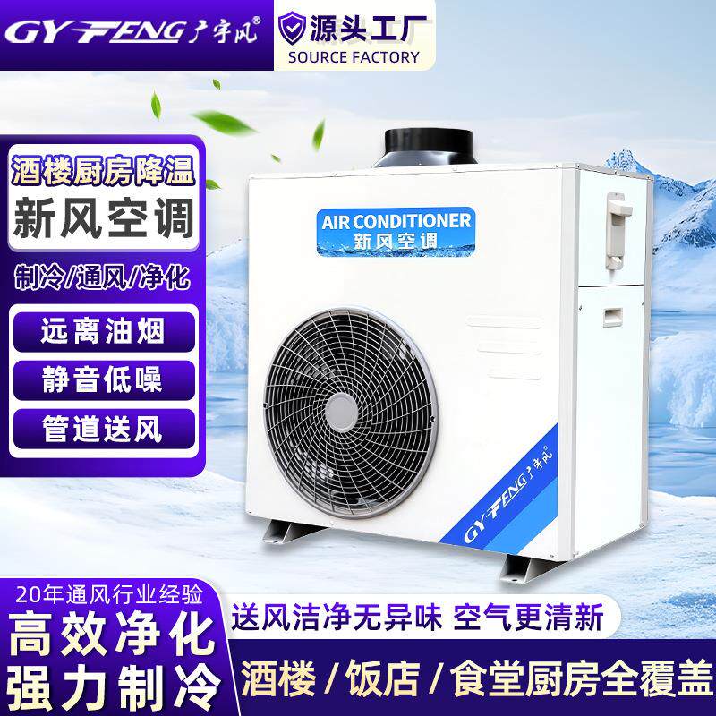 厨房新风空调25-35㎡商用制冷4-5工位防油烟通风节能降温大风量
