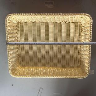 馍筐家用篮子手工仿藤编织竹篓长方形收纳竹编制篮子厨房放馒头筐