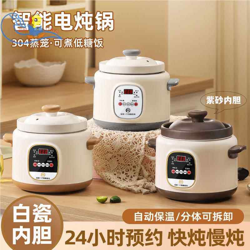 陶瓷内胆电炖锅煮粥锅汤煲锅多功能预约锅炖汤宝宝辅食迷你电炖锅