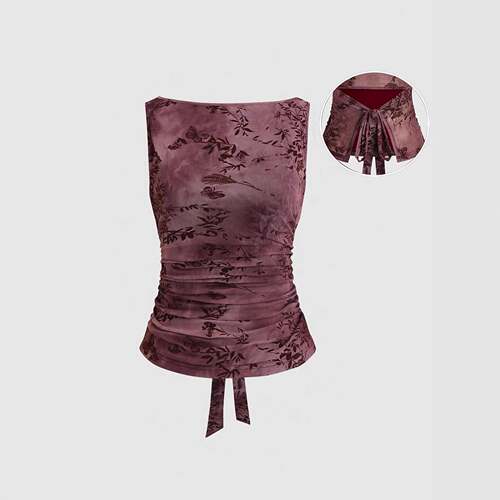 Women's Autumn Winter Strapless Halter Top  Plant Butterfly