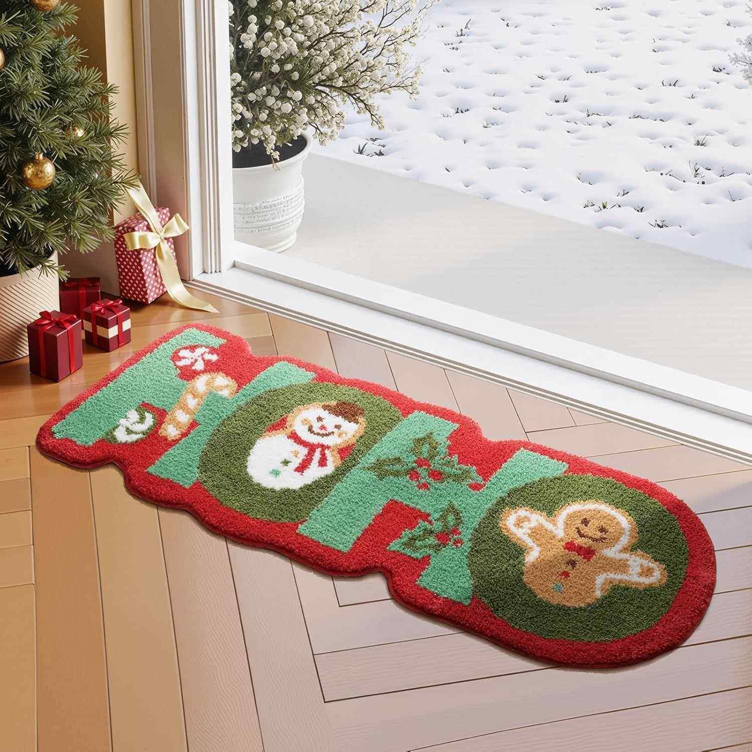 圣诞地垫仿羊绒新款热销圣诞节日装饰羊绒地垫卧室加厚亲肤床边毯