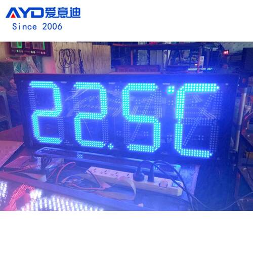 生产供应室外12寸蓝色LED温度湿度时间屏LED数字时钟屏