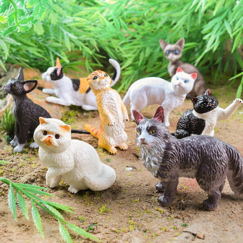 跨境仿真动物猫狗模型恶霸泰迪牧羊山地犬波斯布偶短毛猫玩具套装