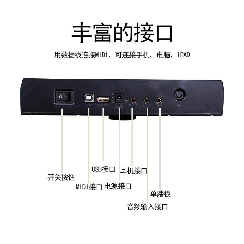 网红直便携式8盘8键重OZW初锤键电子钢琴成人儿童学者厂家销