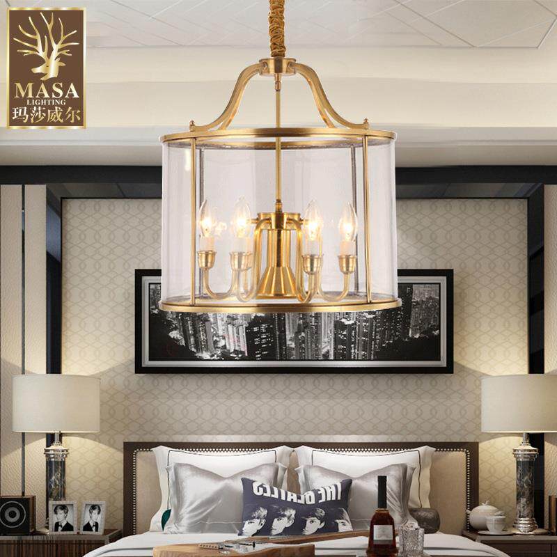 跨境美式轻奢客厅灯别墅酒店工程装饰玻璃圆筒笼子简欧吊灯