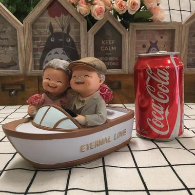高档漫装幸福老两口存钱罐婚摆件小夜灯老伴系列饰品老头老太浪结
