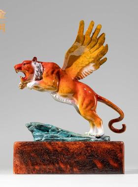 铜金岁月虎虎生威老虎铜摆件玄关客厅如虎添翼仿真老虎彩铜工艺品