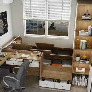 新款 踏踏米小房 直销小户型高箱榻榻米带书桌床衣柜一体床组合板式