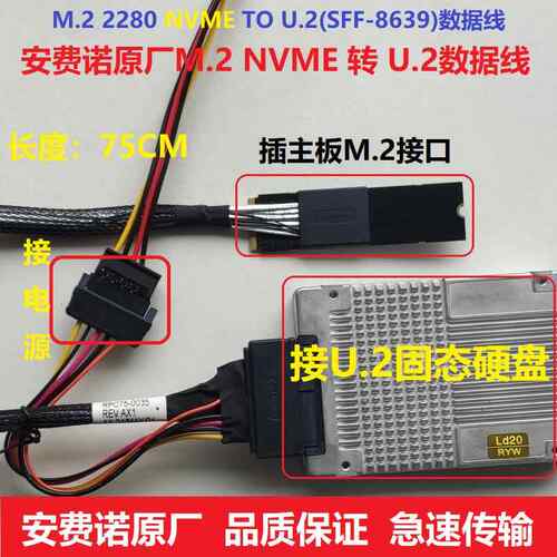 安费诺 原厂 U.2 SSD 转 M.2 数据线 M.2 NVME 2280 TO U2 转接线