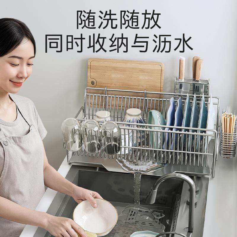 不锈钢碗架沥水架厨房置物架家用碗碟盘收纳架子多功能水槽沥水篮