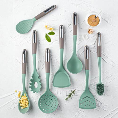 矽胶厨具6件套炒菜铲厨房用具矽胶锅铲子汤勺烹饪不沾锅厨具套组