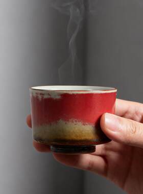 中式小众窑变陶瓷主人杯功夫茶具复古品茗杯办公会客个人用喝茶杯