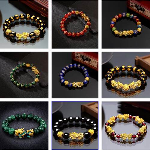 Personality Beaded Bracelet Obsidian Gold Pixiu